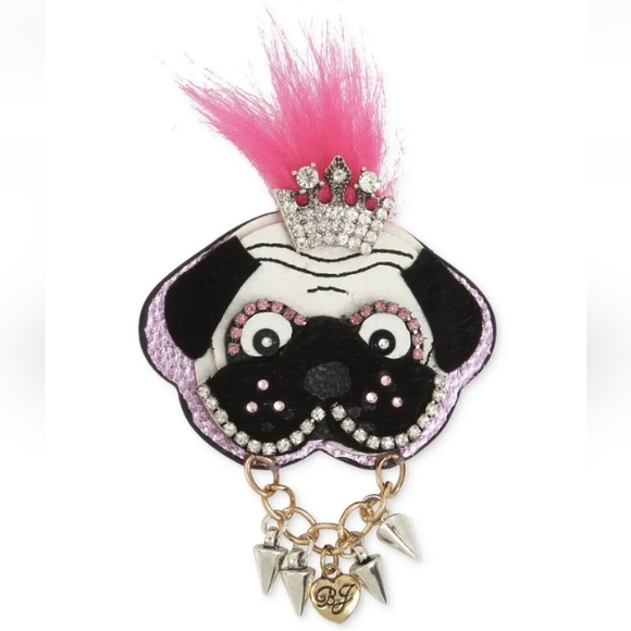 New! BETSEY JOHNSON Critter Pin Collection Queen Pug Dog Brooch Pin / Ha… - Picture 1 of 11